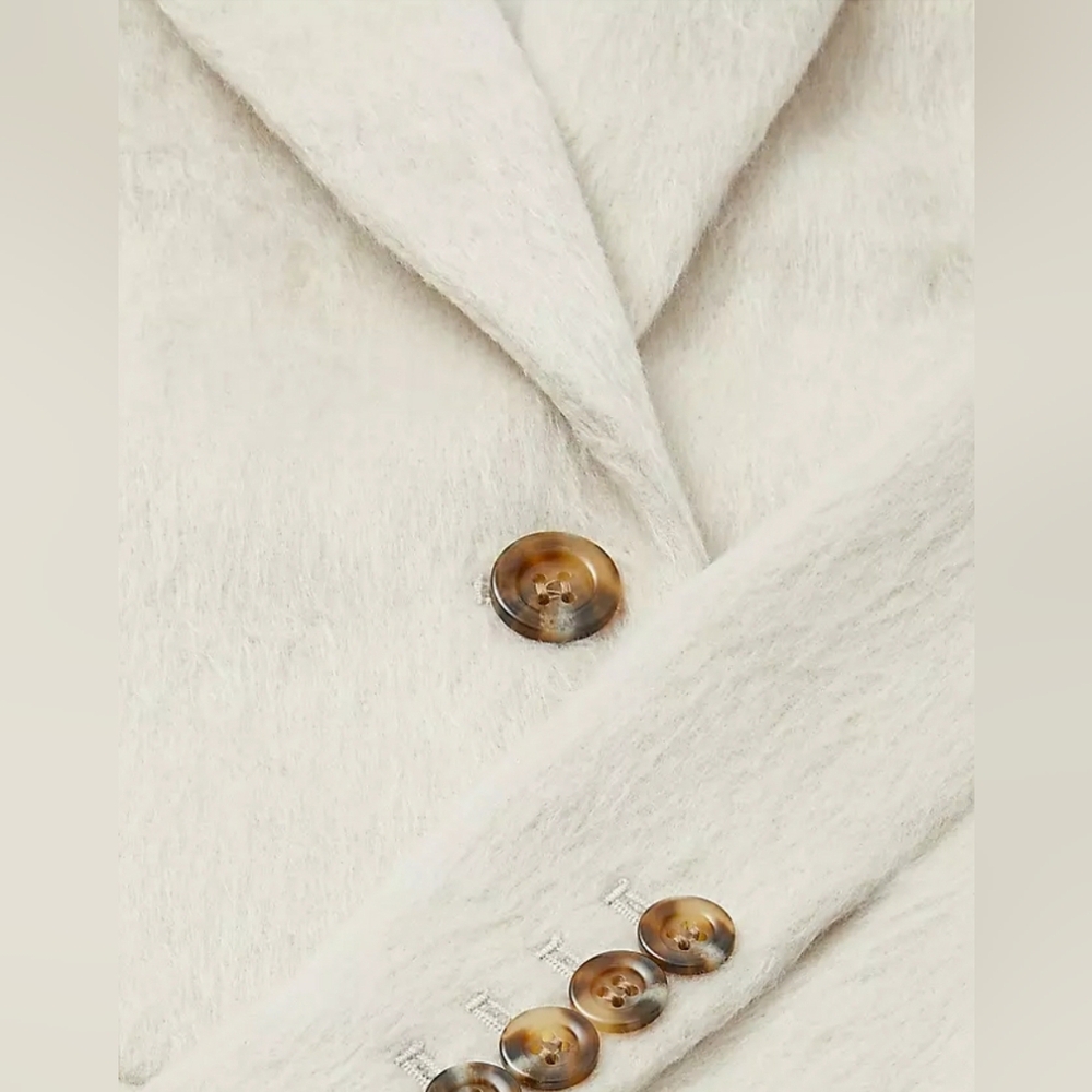 Ann Taylor Chesterfield Faux Fur Cream Trench Long Dress Coat - Picture 5 of 9
